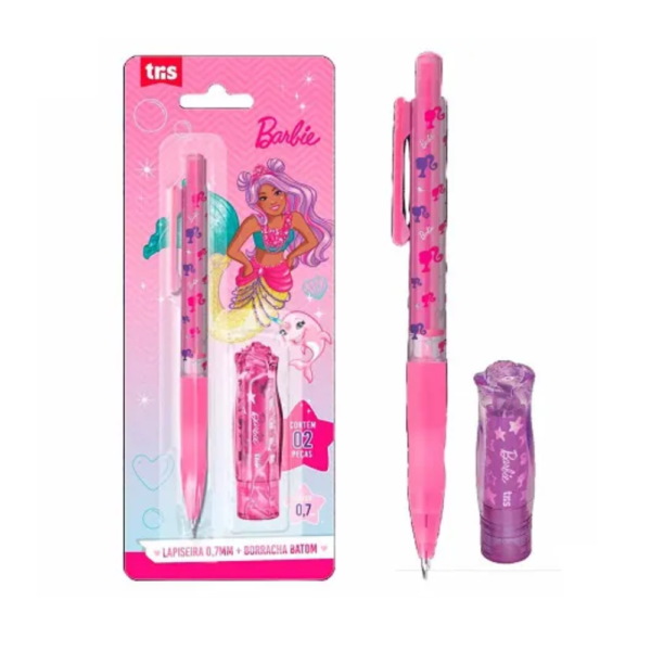 BARBIE LAPISEIRA 0.7mm E BORRACHA BATOM TRIS